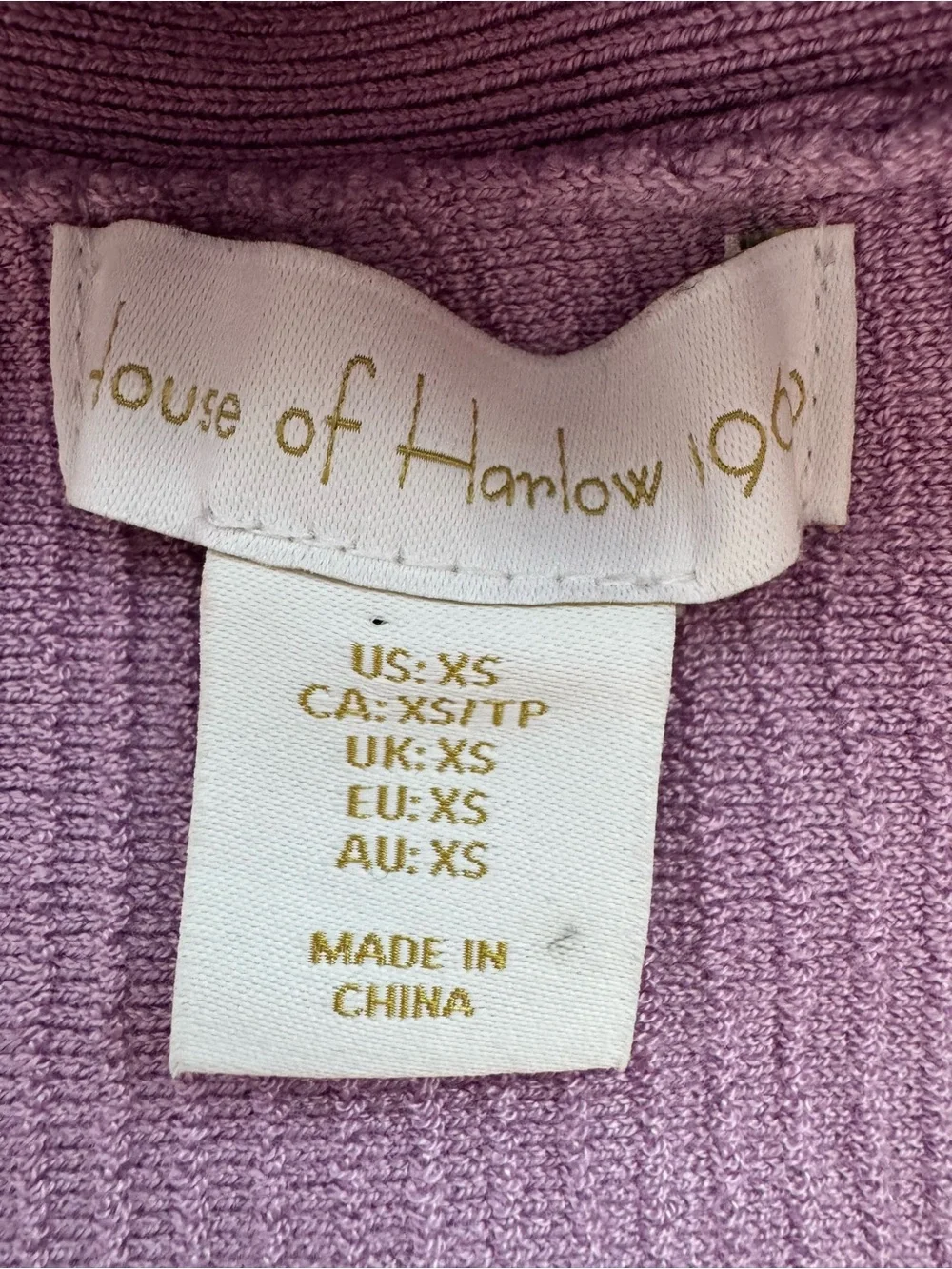 House of Harlow 1960 Lavender Rib Knit Cross Back Crop Top XS